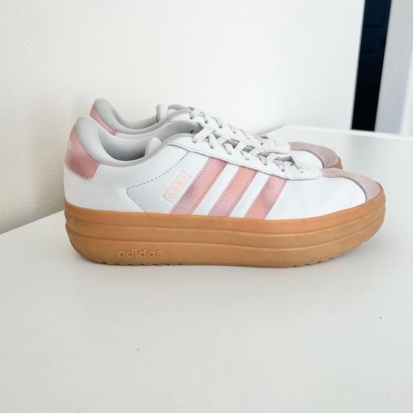 Adidas Women's White and Pink Platform Sneakers - Picture 8 of 9